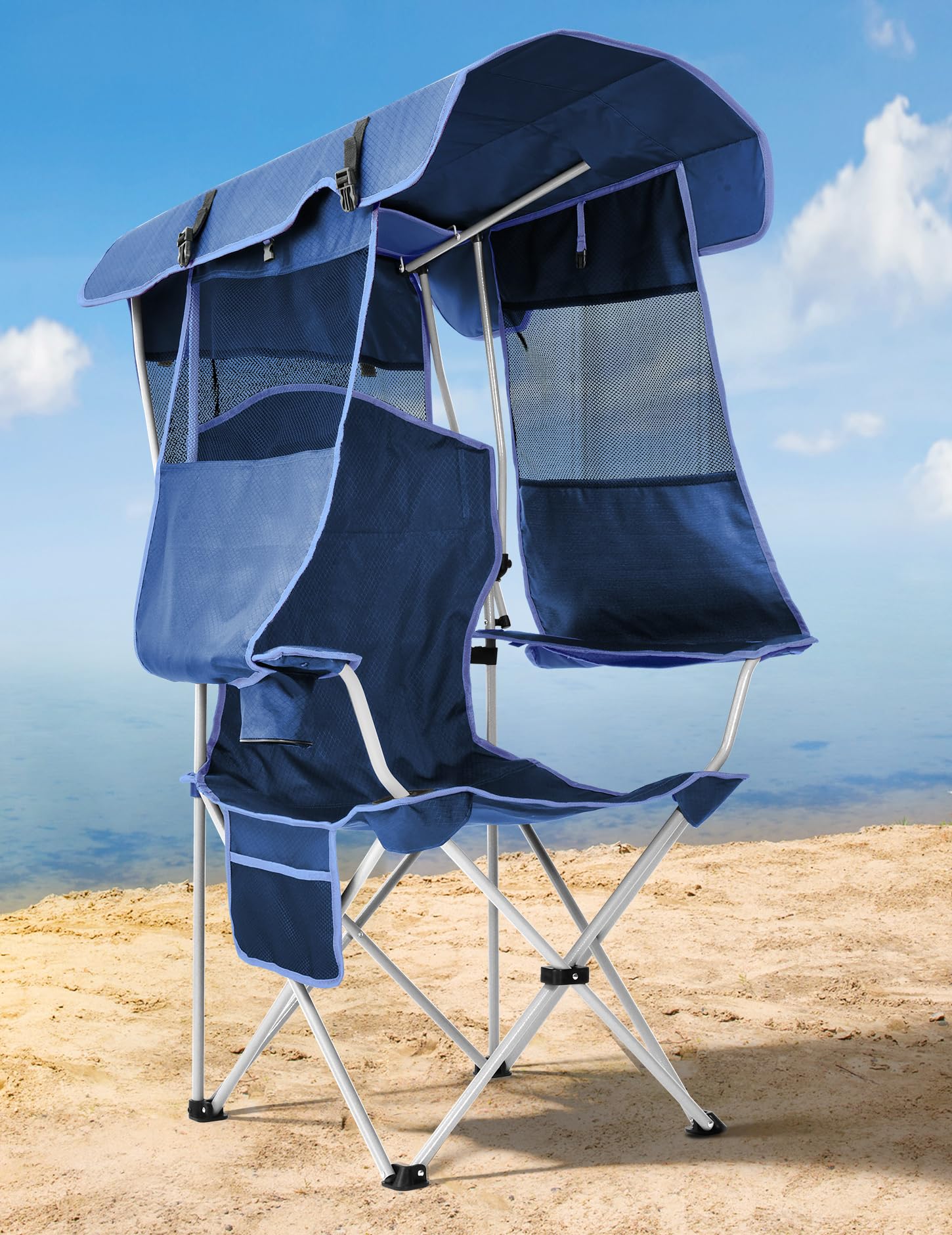 Outdoor Camping Canopy - Składane krzesło kempingowe z baldachimem dla